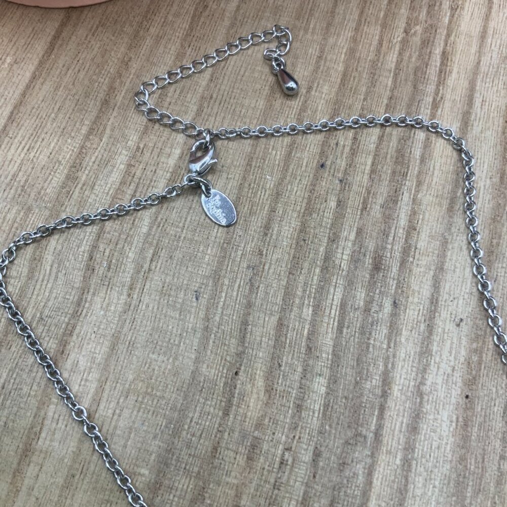 Lia Sophia Polished Hammered Silver Tone Disc Necklace - Picture 5 of 7